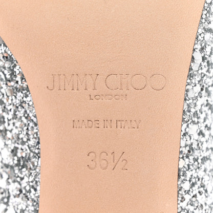 Jimmy Choo Coarse Glitter Fabric Pointy Toe Aza Pumps 36.5 Silver 6 of 17