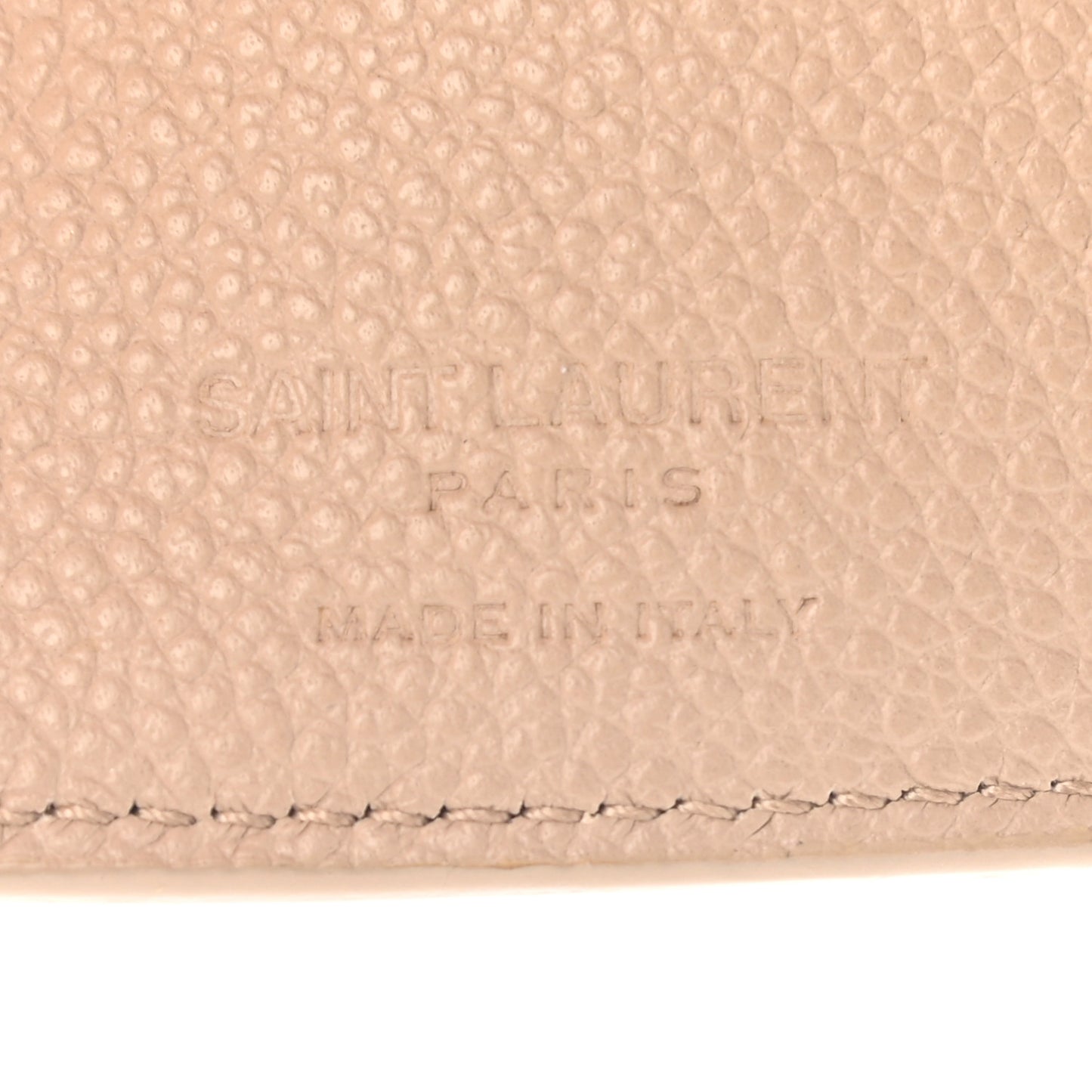 Grained Calfskin Paris Petite Compact Wallet Beige