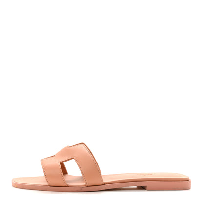 Hermes Box Calfskin Oran Sandals 38.5 Granit Rose 1 of 9