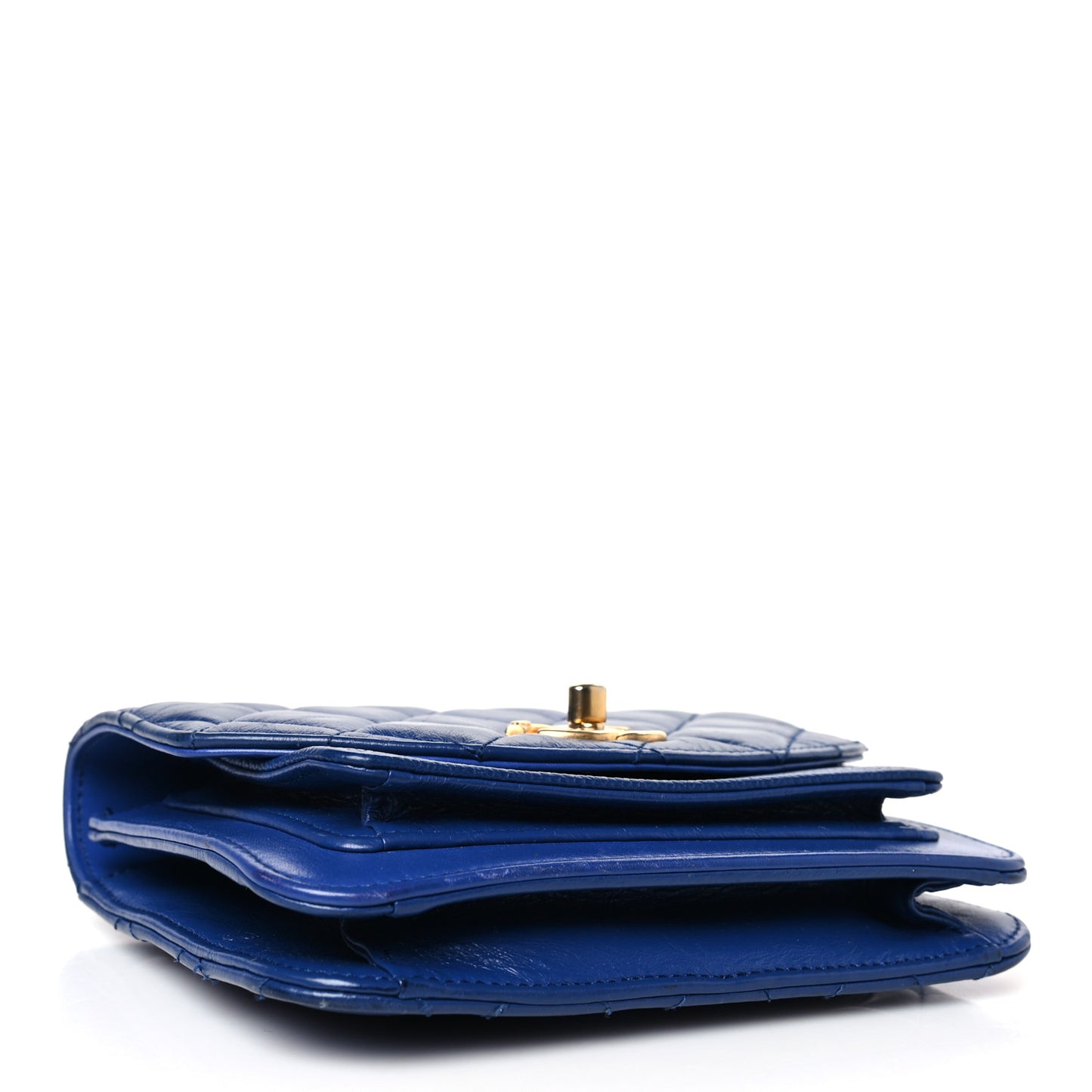 Calfskin Caviar Quilted Mini Chain Handle Flap Blue