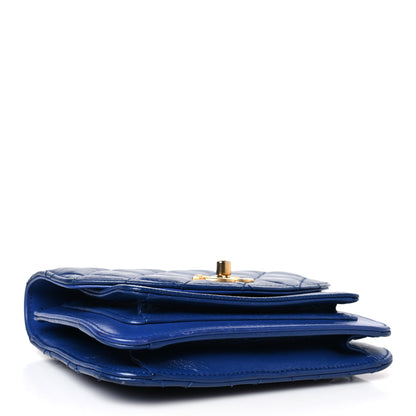 Chanel Calfskin Caviar Quilted Mini Chain Handle Flap Blue 4 of 11