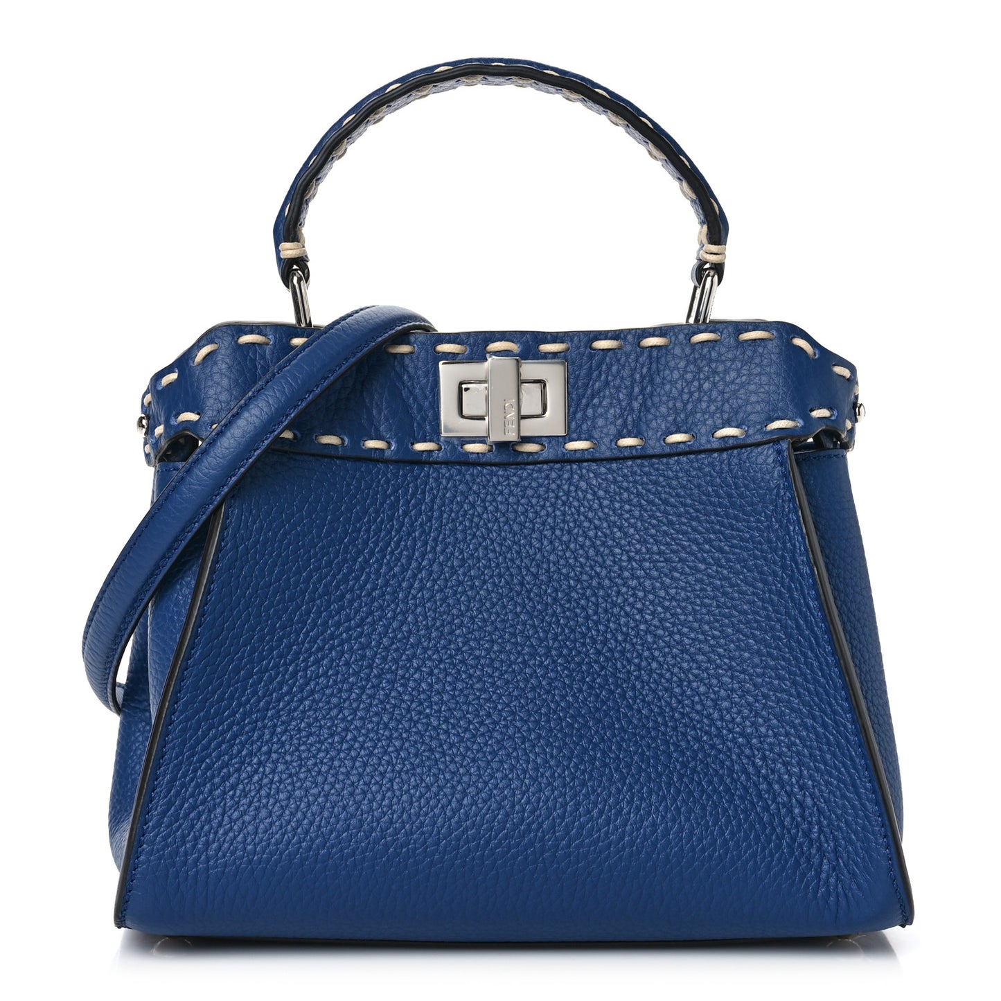 Vitello Granato Camoscio Selleria Macro Stitchings Mini Peekaboo Iconic Satchel Blue Cyan