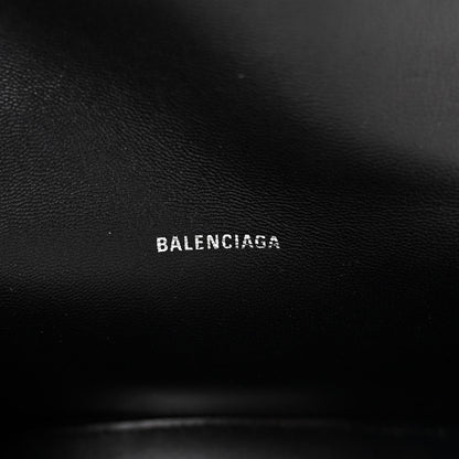 Balenciaga Shiny Calfskin Monochrome Crocodile Embossed Hourglass Top Handle Bag XS Black 6 of 10