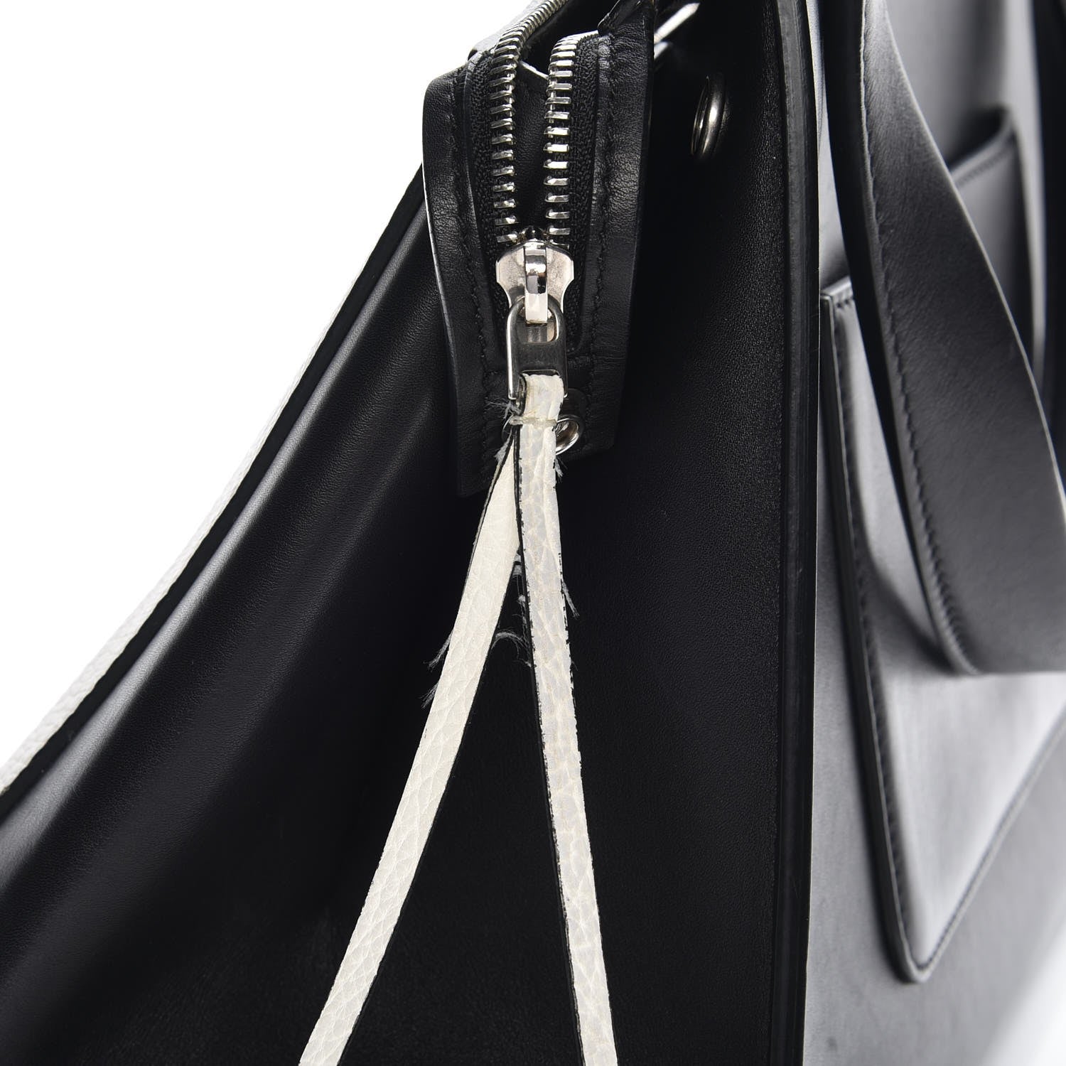 Celine Textured Calfskin Small Bi-Color Edge Shoulder Bag Black Cream 8 of 11