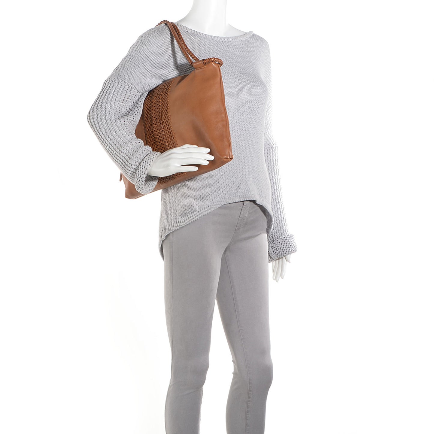 Leather Handmade Medium Shoulder Bag Light Brown