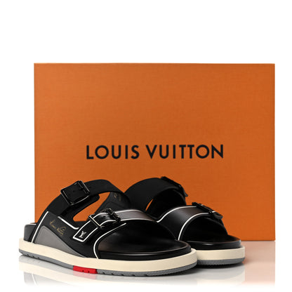 Louis Vuitton Mix Materials Mens LV Script Trainer Mules 8 Black Multicolor 9 of 9