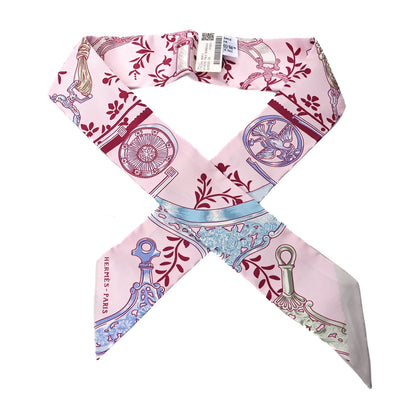 Hermes Silk Etriers Remix Twilly Rose Pale Bordeaux 1 of 4