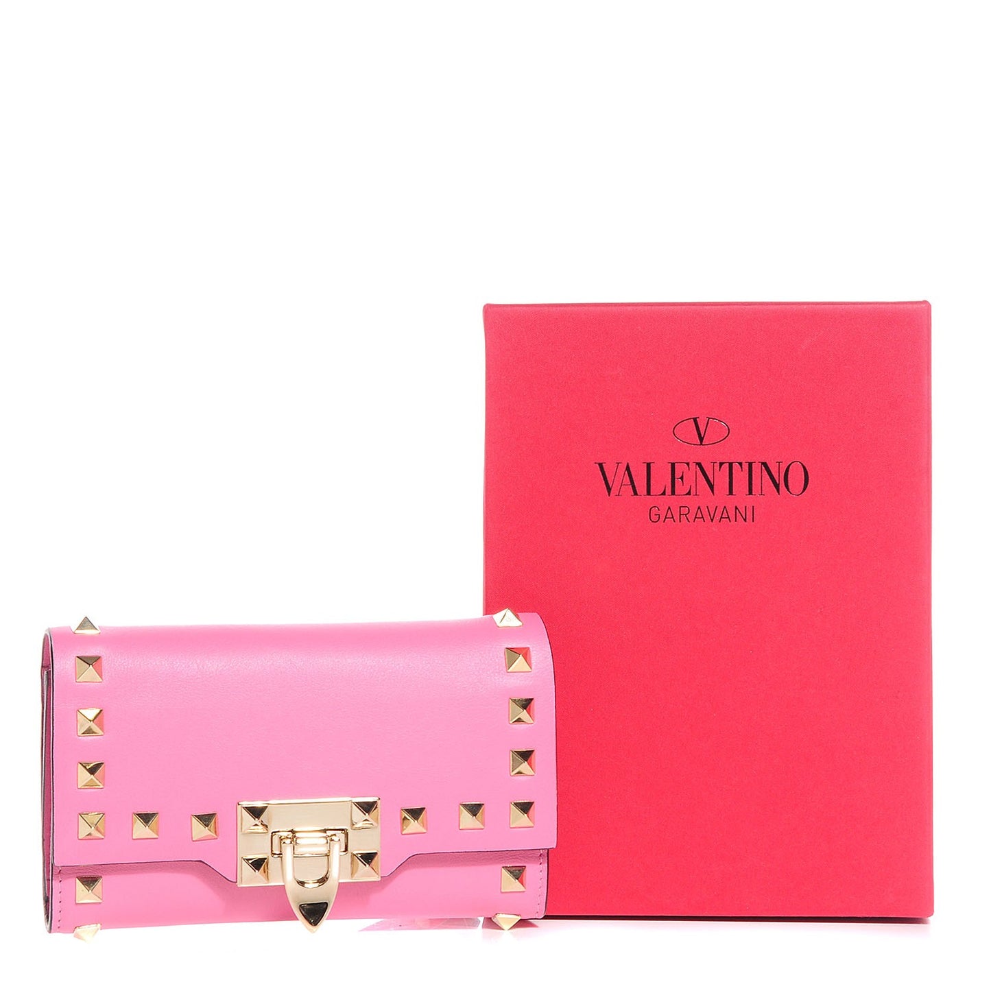 Calfskin Rockstud Flip Lock Wristlet Wallet Ninphea