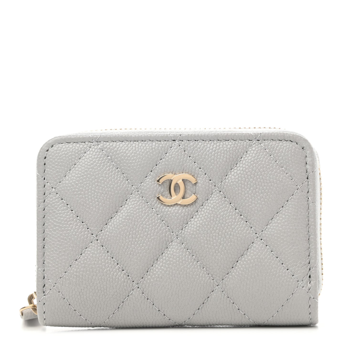 Caviar Quilted Zip Coin Purse Grey