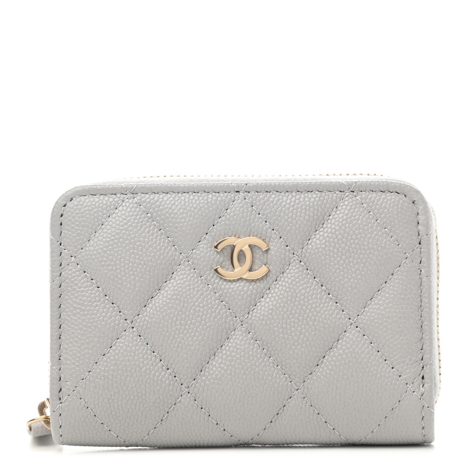 Chanel Caviar Quilted Zip Coin Purse Grey 1 of 7