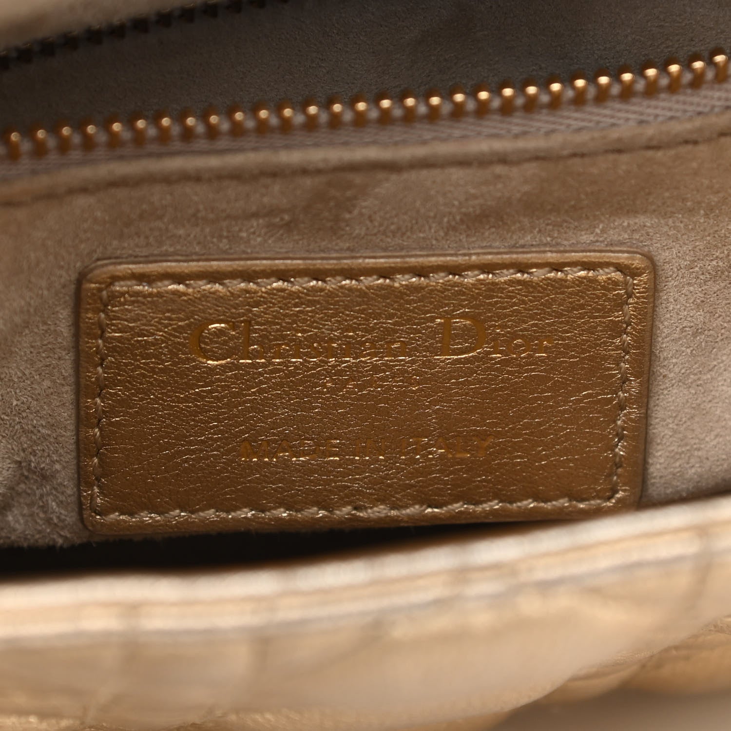Christian Dior Metallic Lambskin Cannage Mini Lady Dior Gold 6 of 16