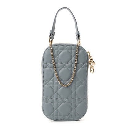 Christian Dior Lambskin Cannage Lady Dior Phone Holder Cloud Blue 1 of 10