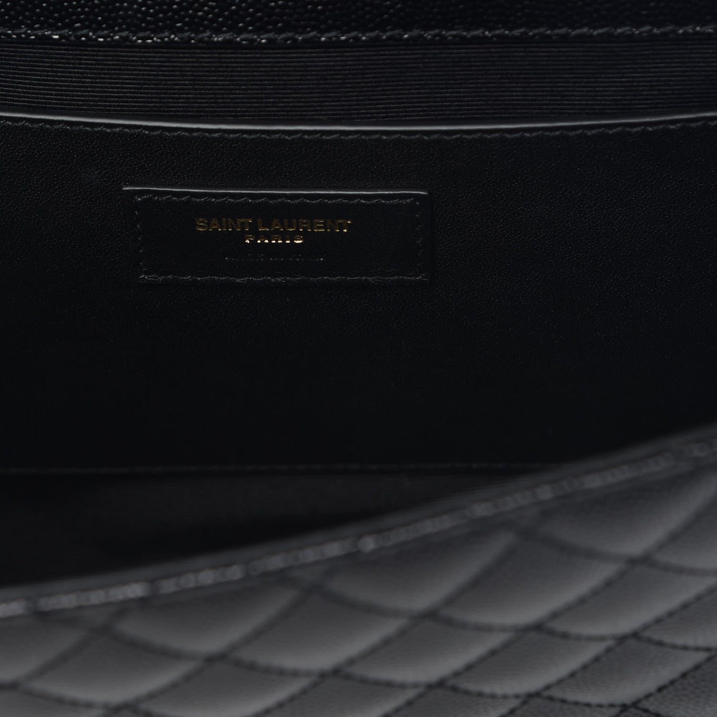 Grain De Poudre Textured Mixed Matelasse Triquilt Medium Monogram Satchel Black