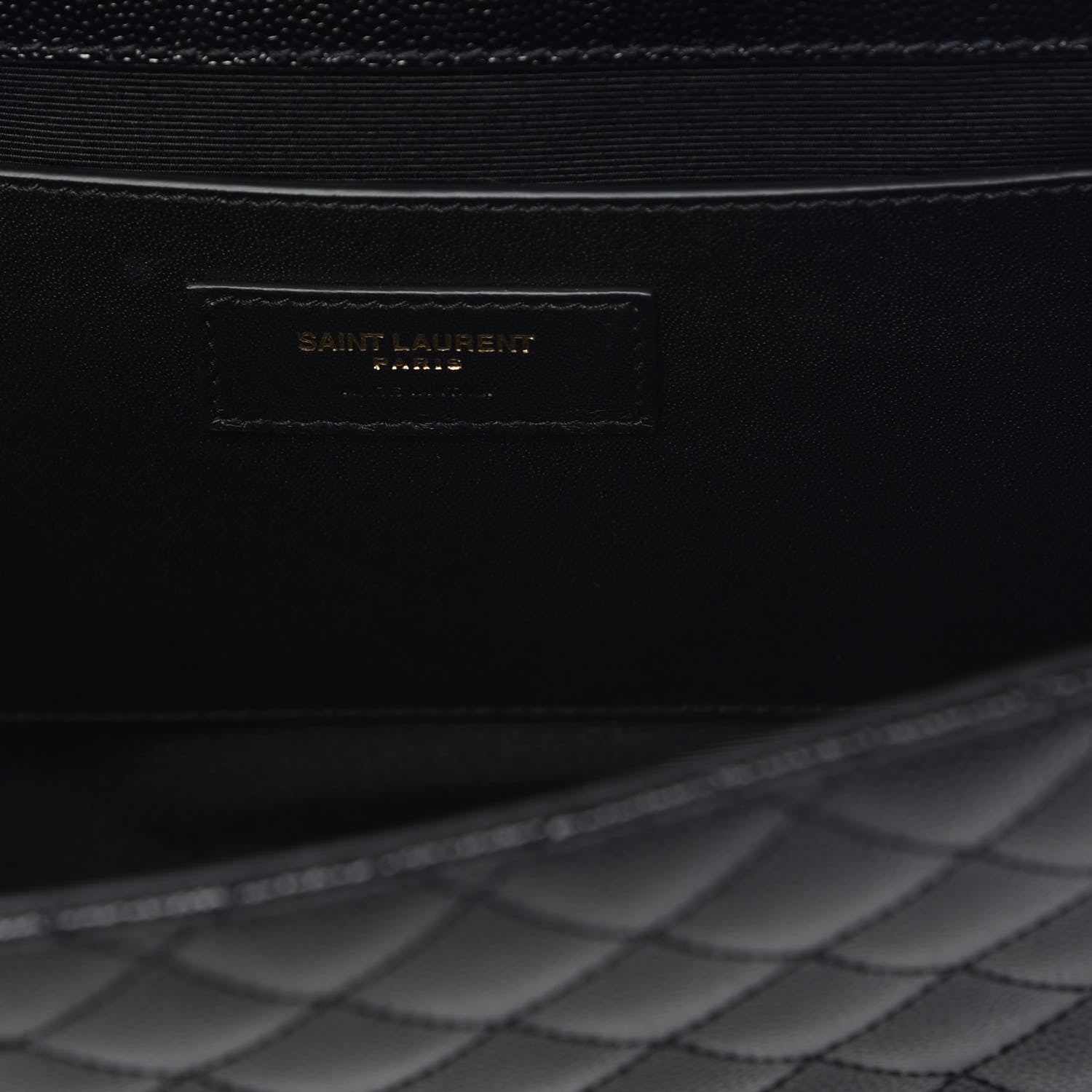 Saint Laurent Grain De Poudre Textured Mixed Matelasse Triquilt Medium Monogram Satchel Black 9 of 10