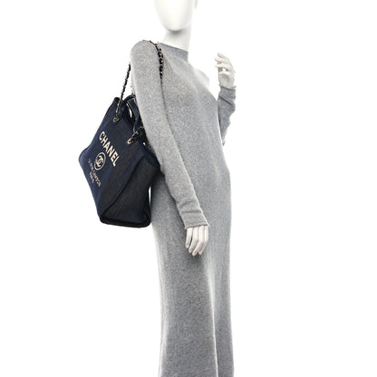 Chanel Denim Medium Deauville Tote Dark Blue 2 of 12