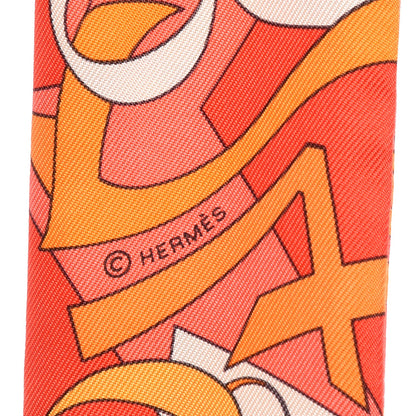 Hermes Silk Le Nombre D'Or Twilly Orange Corail Jaune D'or 4 of 5