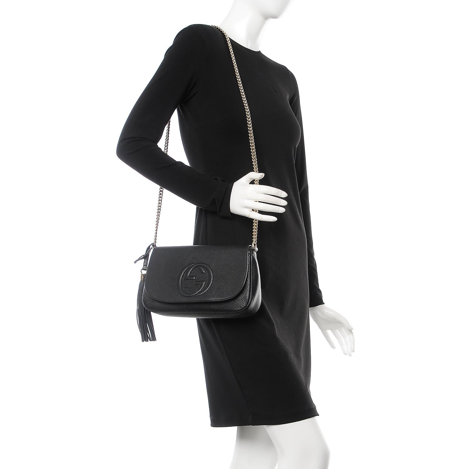 Gucci Pebbled Calfskin Medium Soho Flap Crossbody Black 2 of 9
