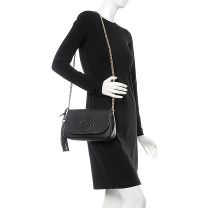 Gucci Pebbled Calfskin Medium Soho Flap Crossbody Black 2 of 9