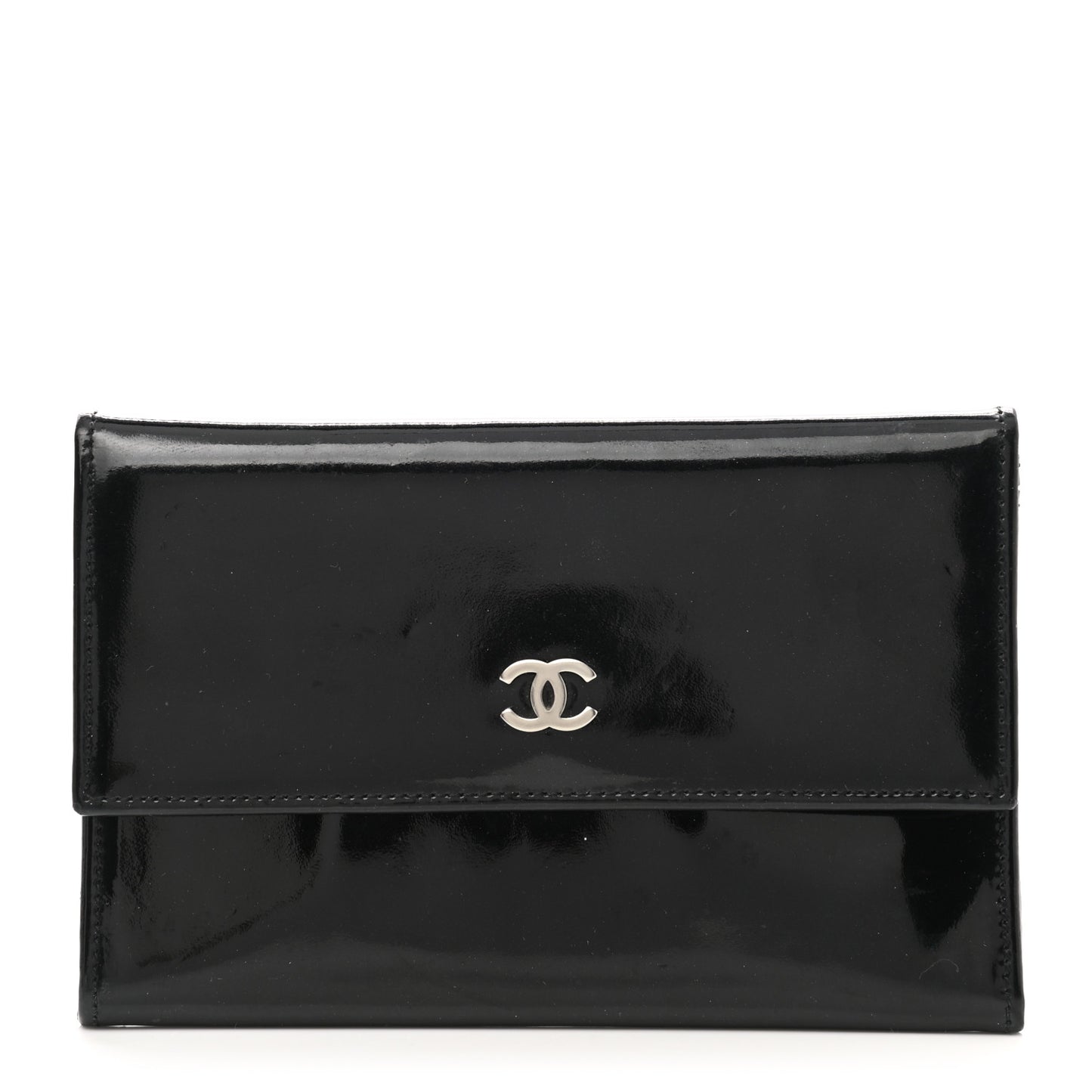Patent CC Flap Wallet Black