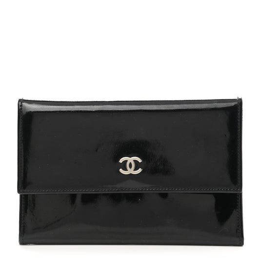 Patent CC Flap Wallet Black