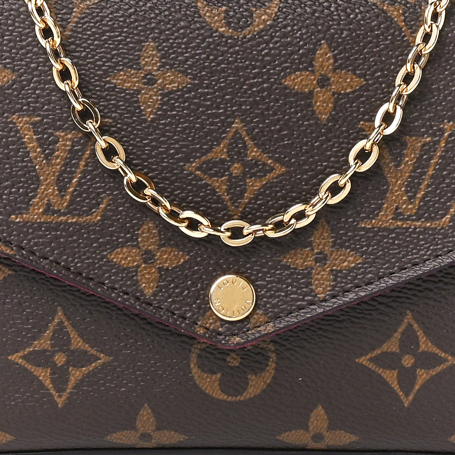 Louis Vuitton Monogram Pochette Felicie Chain Wallet Fuchsia 6 of 10