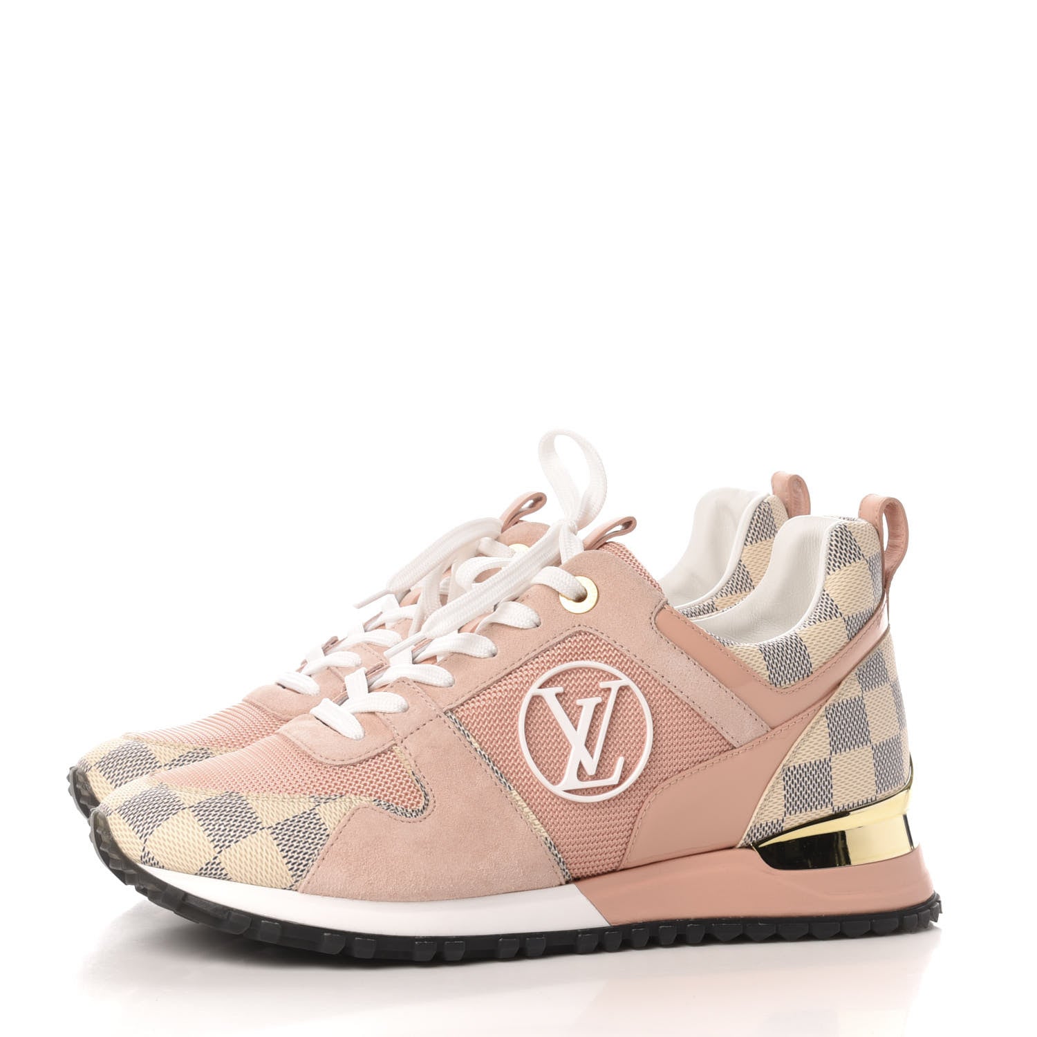 Louis Vuitton Suede Damier Azur Run Away Sneakers 38.5 Pink 3 of 9