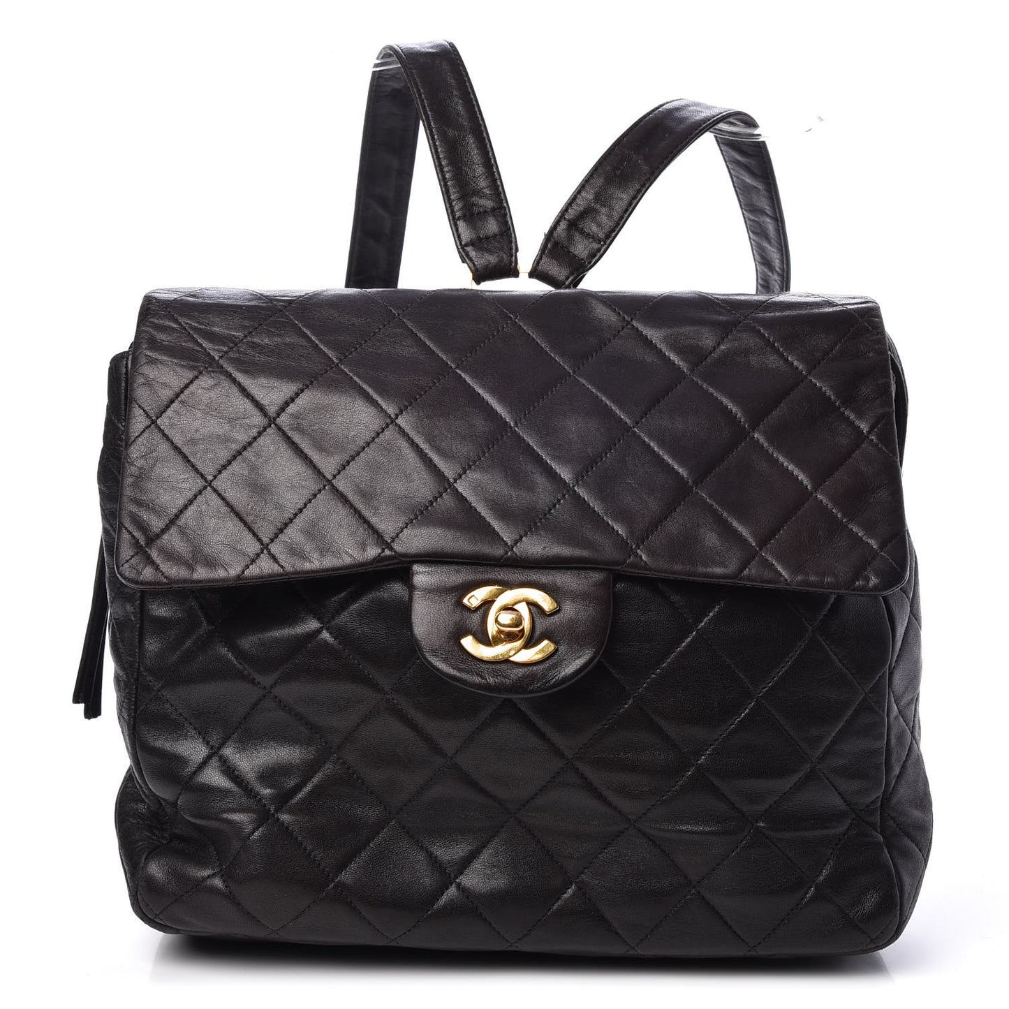 Lambskin Quilted Backpack Black