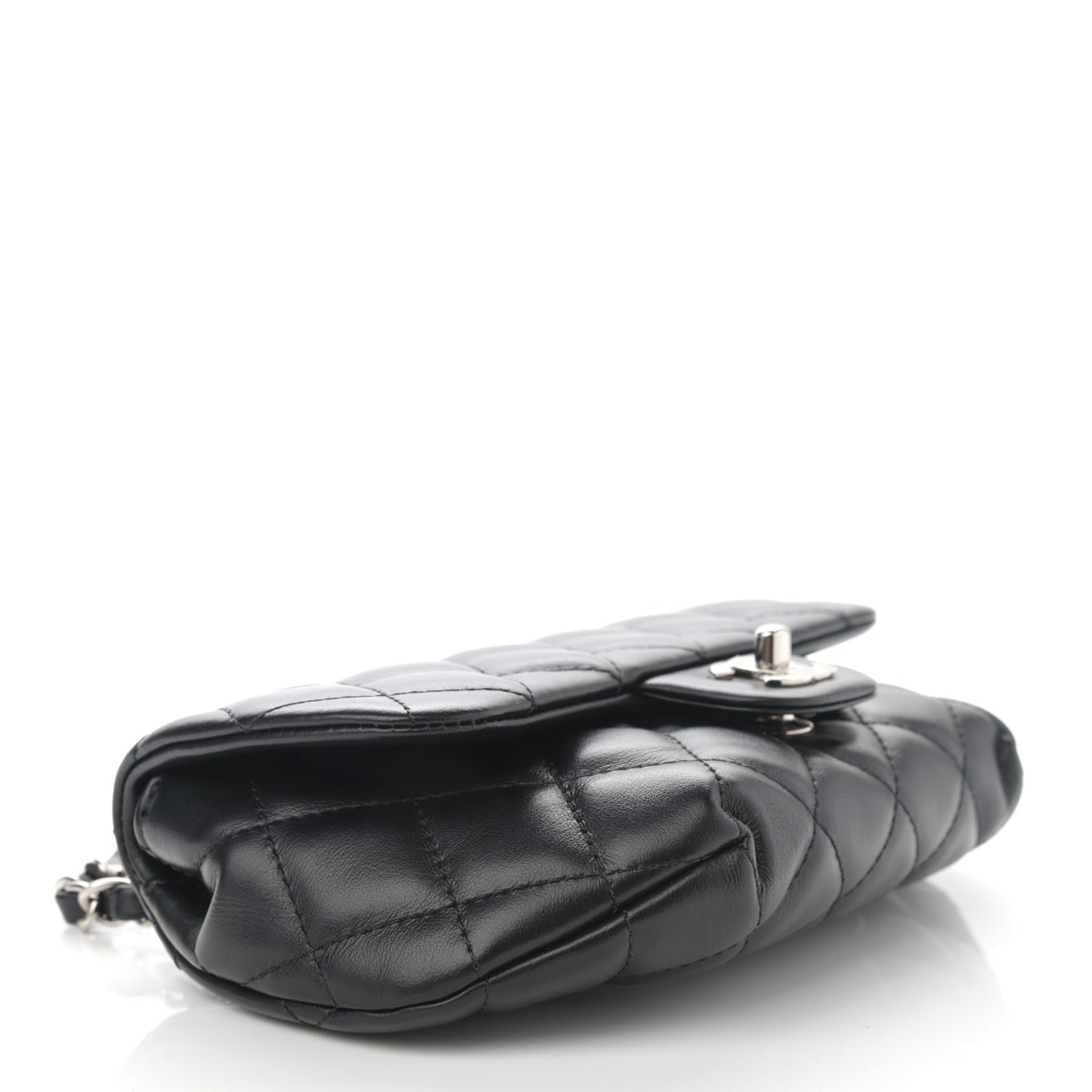 Calfskin Quilted CC Uniform Flap Belt Bag Black