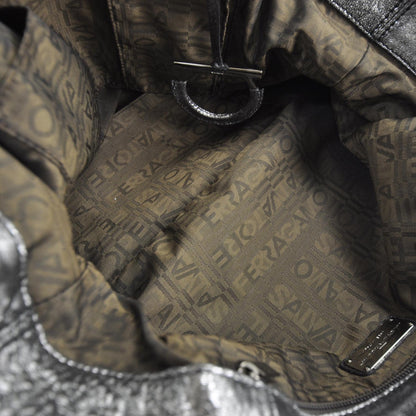 FASHIONPHILE SALVATOREFERRAGAMOLeatherShoulderBagMetallicSilver 6 of 7