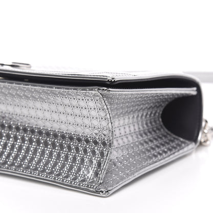 Christian Dior Metallic Patent Micro-Cannage Medium Diorama Flap Bag Silver 8 of 10