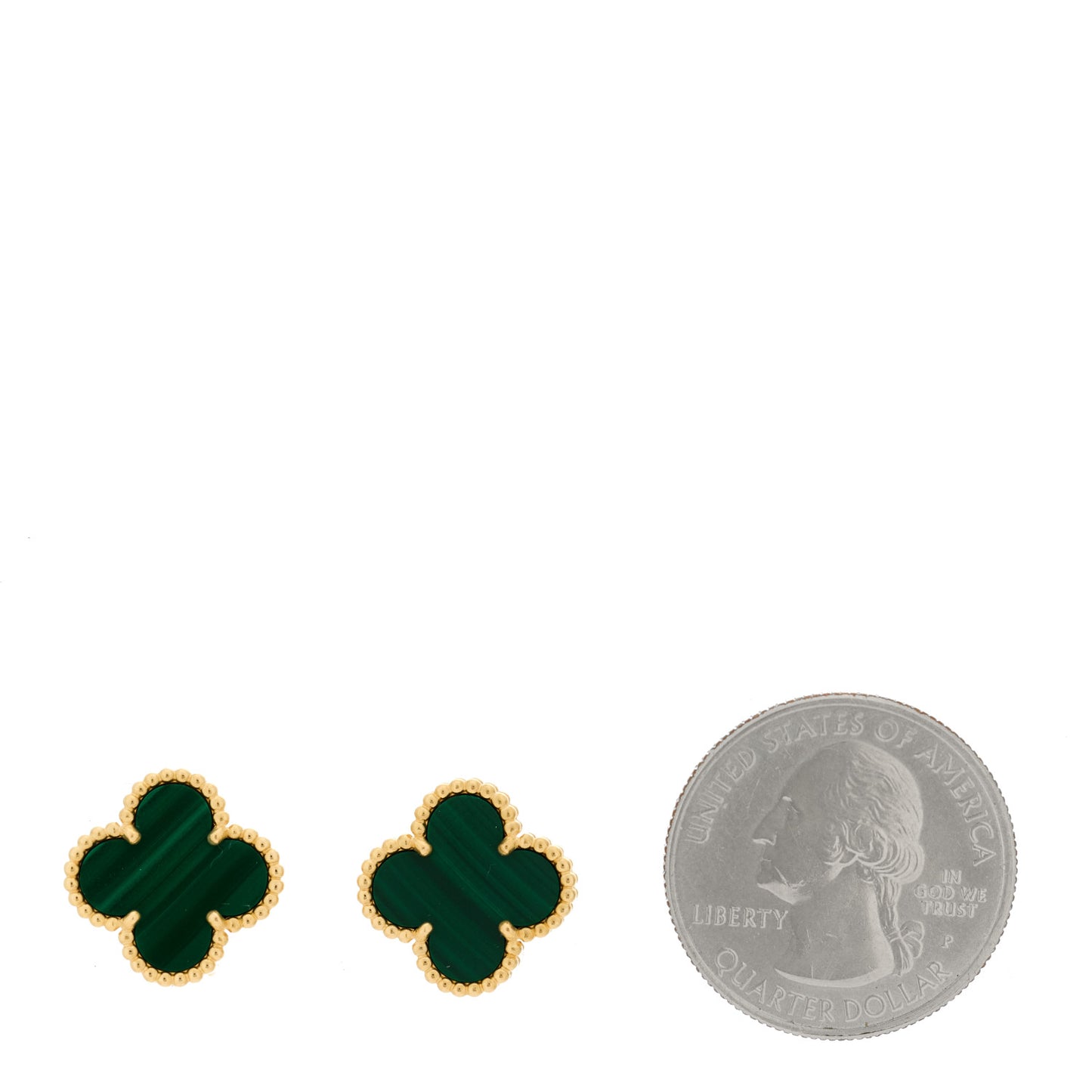 18K Yellow Gold Malachite Vintage Alhambra Earrings