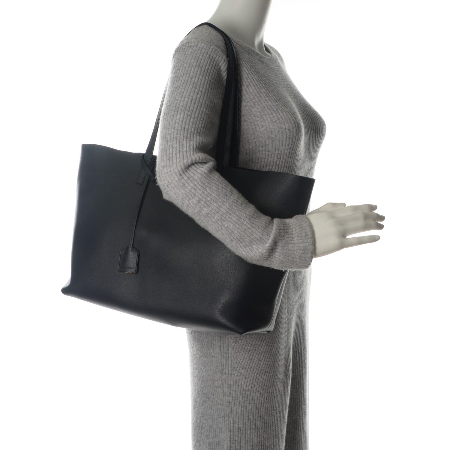 Saint Laurent Calfskin Large Shopping Tote Navy Blue 2 of 8