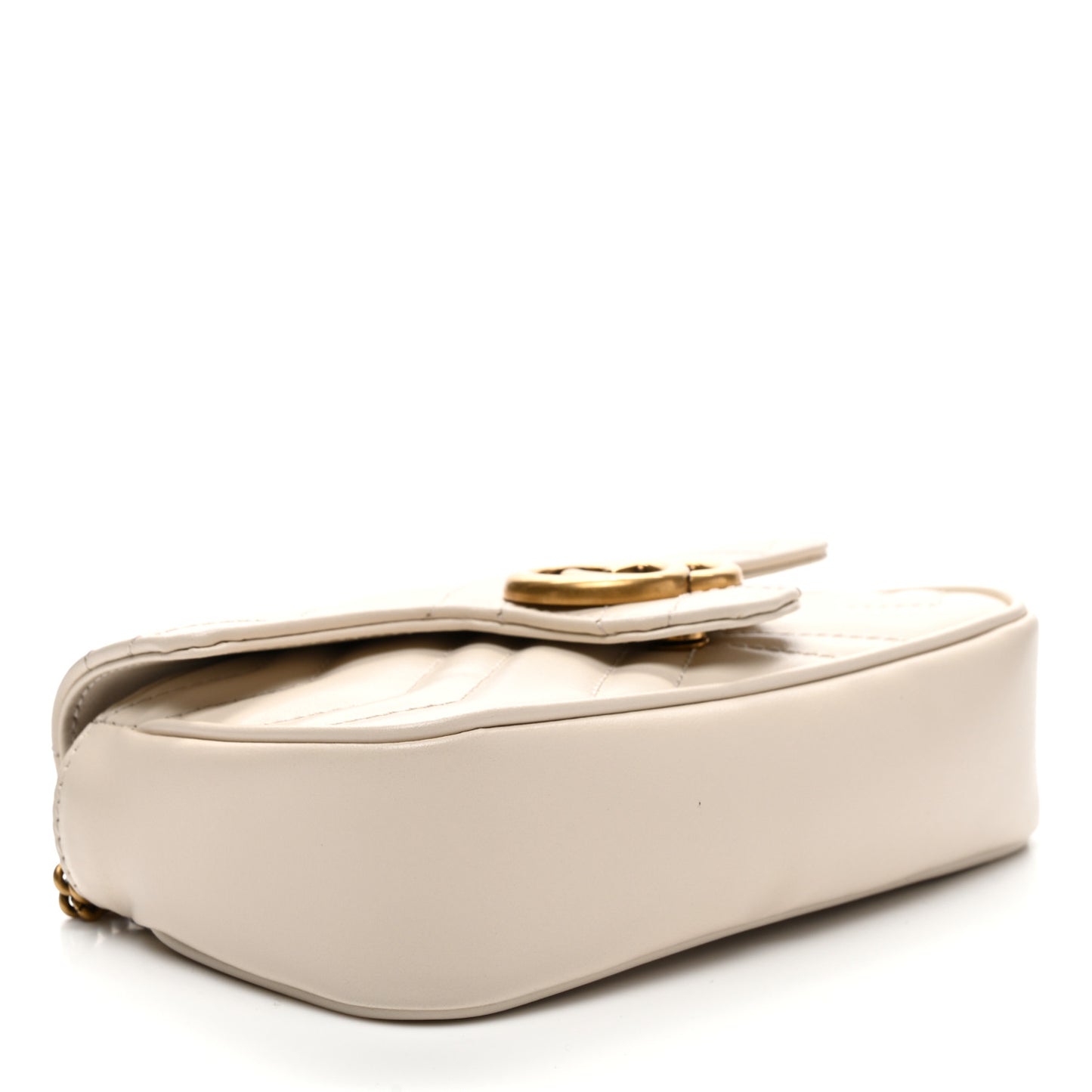 Calfskin Matelasse Super Mini GG Marmont Shoulder Bag White