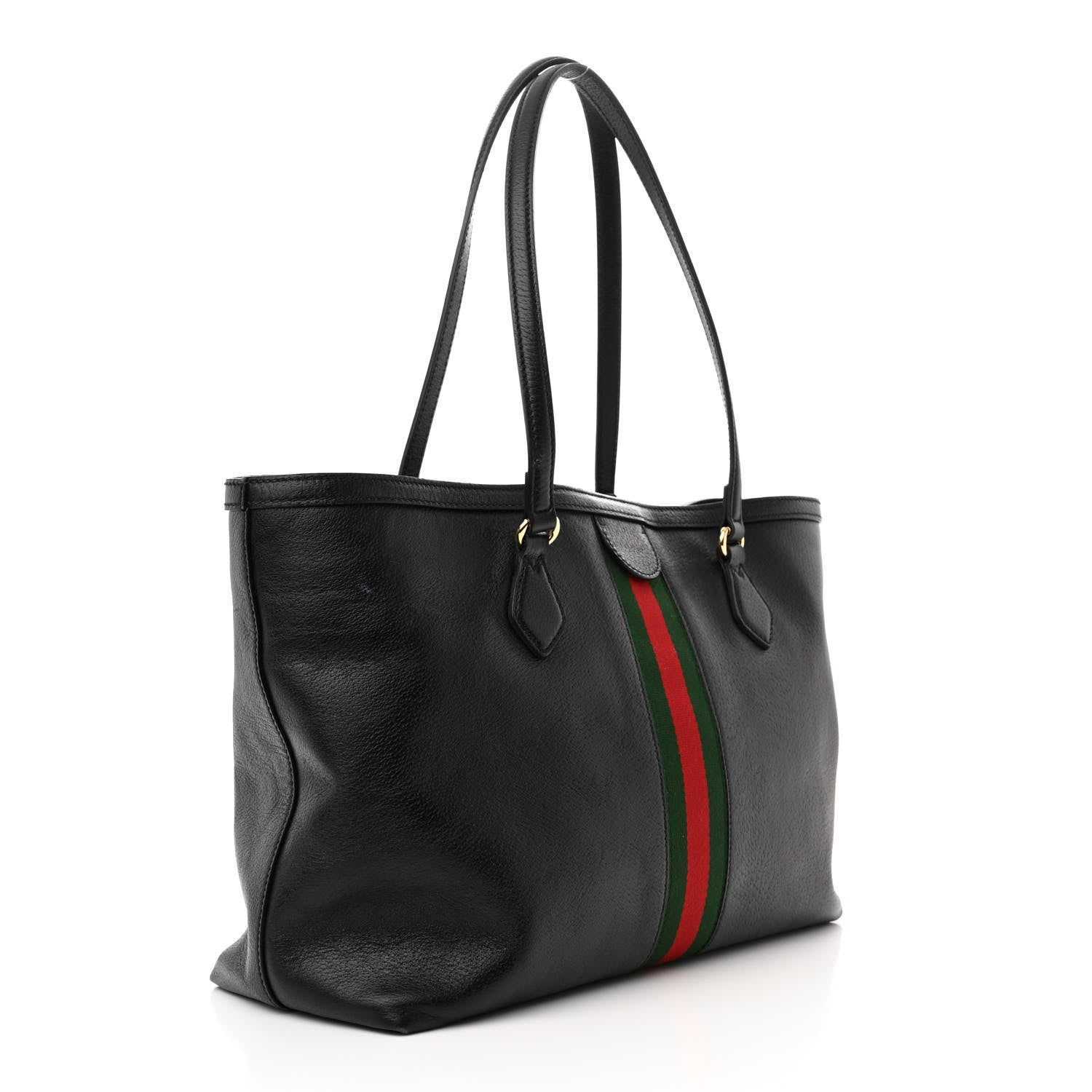 Gucci Textured Calfskin Web Medium Ophidia Shopping Tote Black 3 of 13
