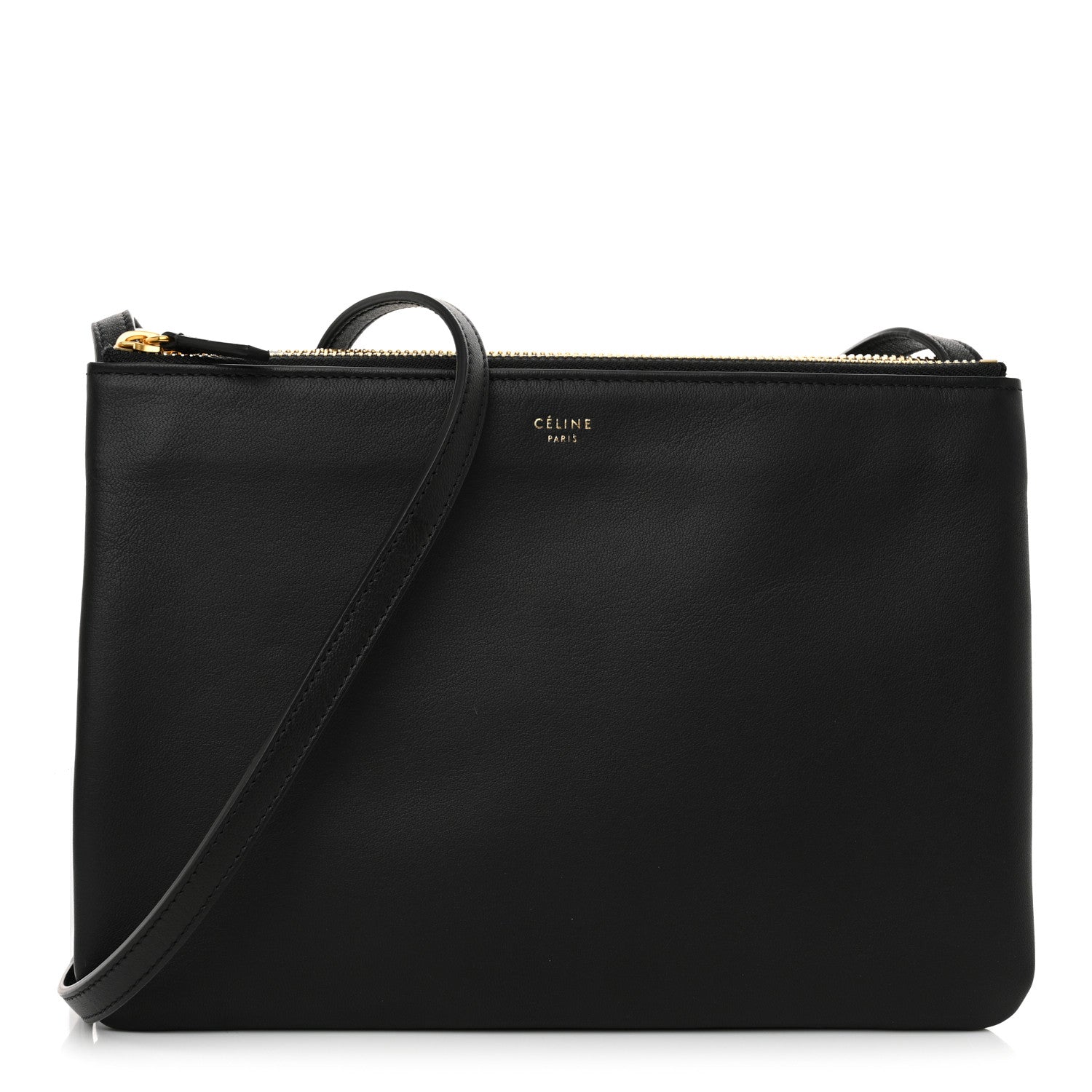 Celine Lambskin Large Trio Crossbody Bag Black 1 of 13