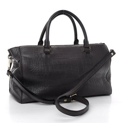 MCM Calfskin Crocodile Embossed Double Zip Tote Bag Grey 2 of 17