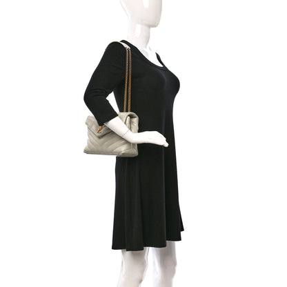 Saint Laurent Calfskin Y Quilted Monogram Small Loulou Chain Satchel Blanc Vintage 2 of 17
