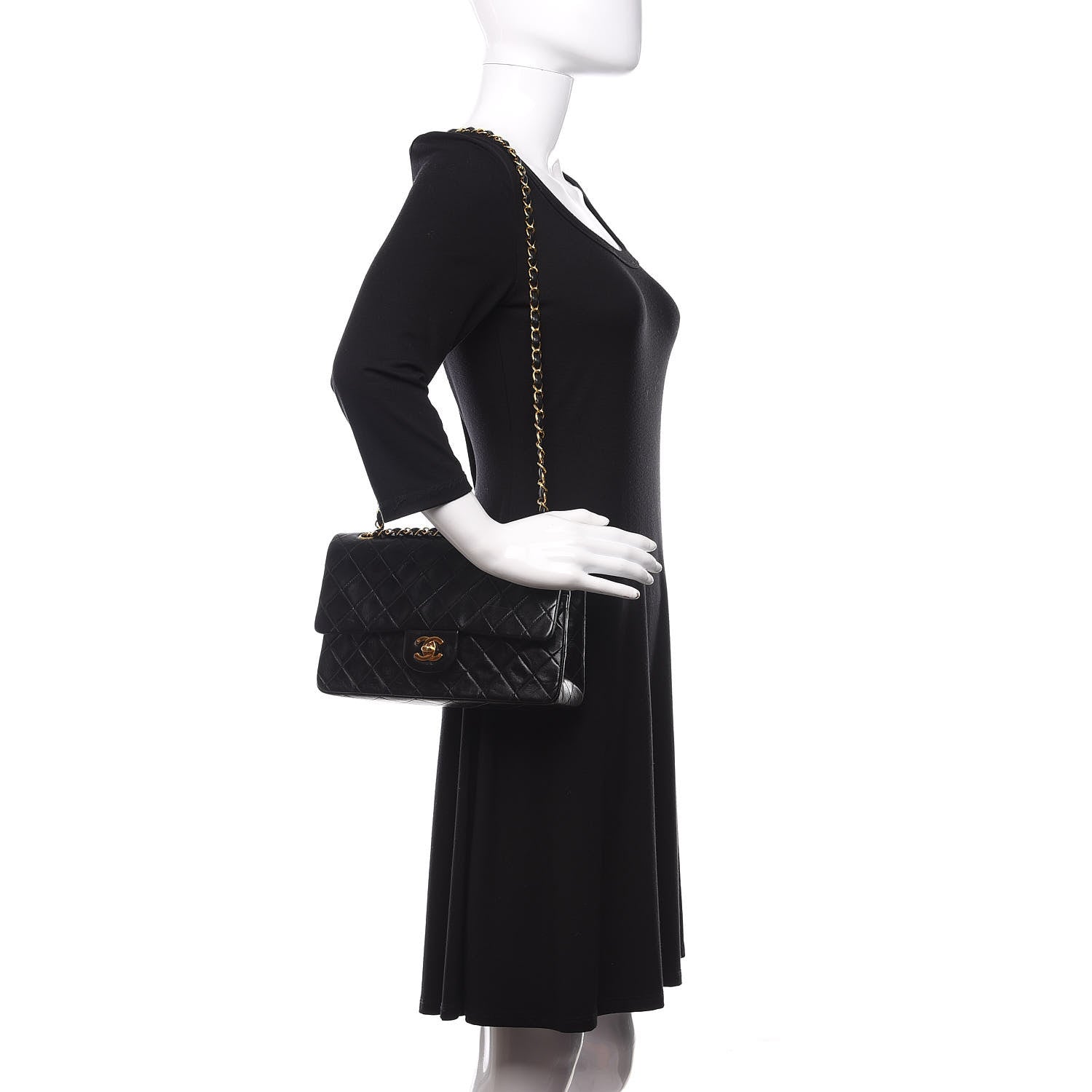 Chanel Lambskin Quilted Medium Double Flap Black 2 of 14