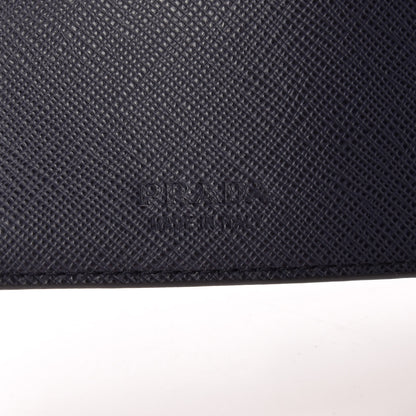 Prada Saffiano Metal Bi-Color Money Clip Bi-Fold Wallet Black Baltico 6 of 8