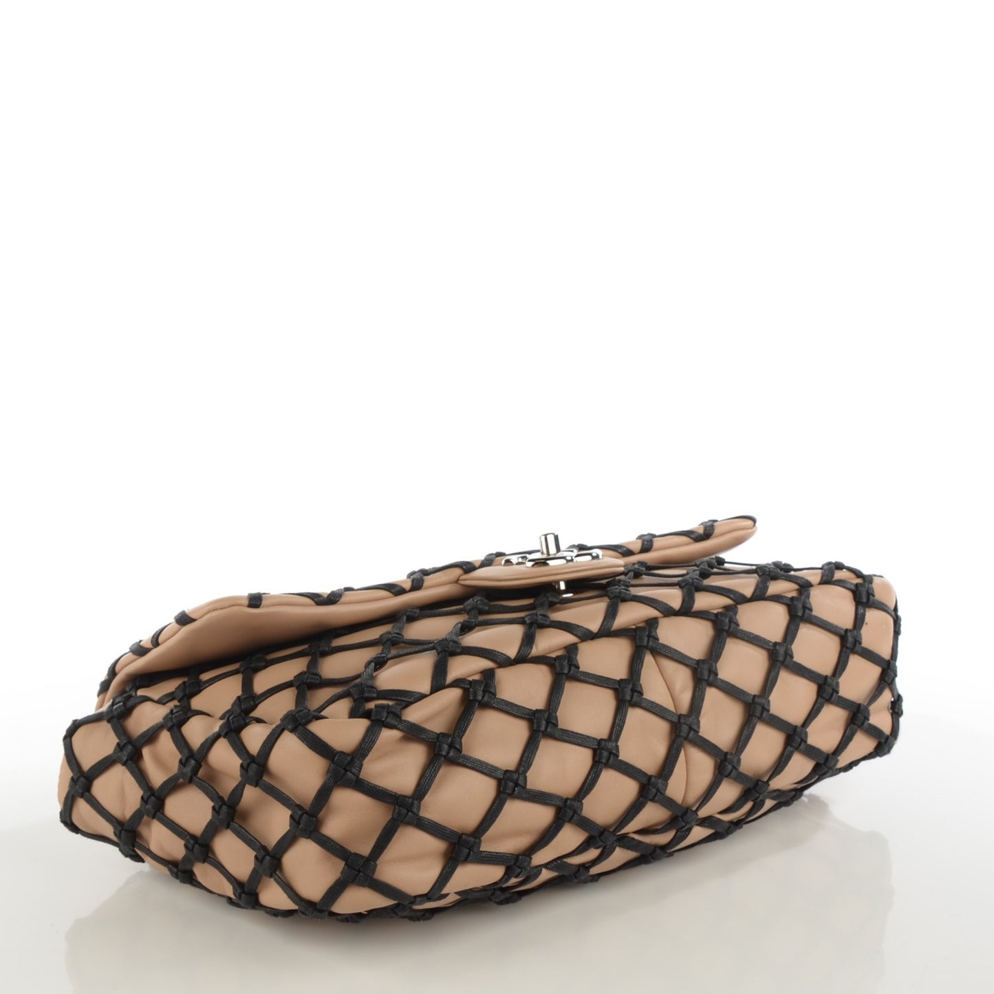 Lambskin Jumbo Canebiers Net Flap Biege