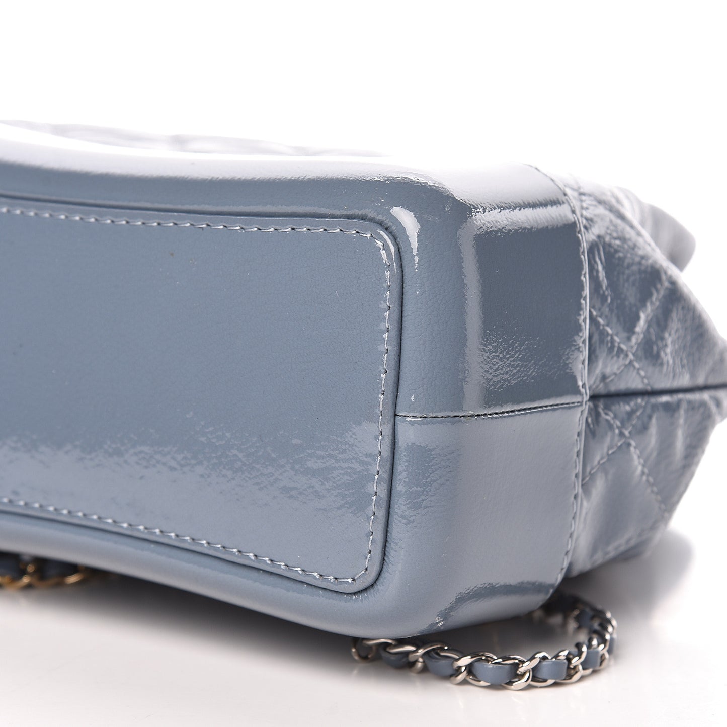 Patent Goatskin Quilted Small Gabrielle Backpack Blue