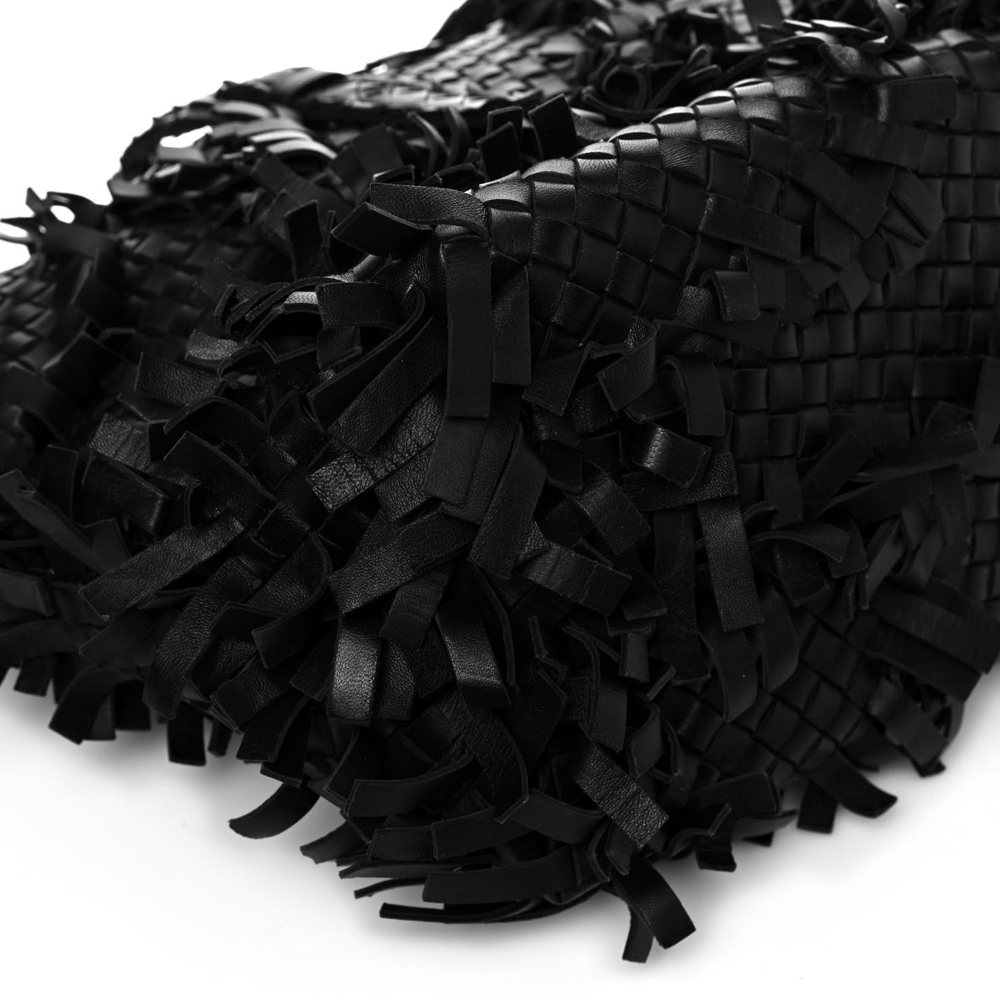 Nappa Intrecciato Patchwork Frayed Tote Black