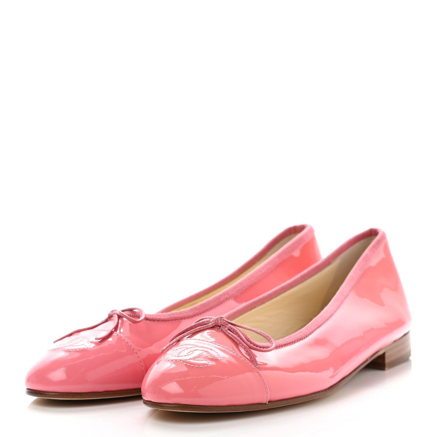 Chanel Patent CC Cap Toe Ballerina Flats 37 Light Pink 3 of 10