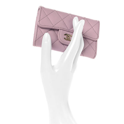 Chanel Caviar Quilted Flap Card Holder Wallet Light Pink 2 of 9