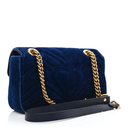 Gucci Velvet Matelasse Mini GG Marmont Shoulder Bag Cobalt Blue 3 of 11