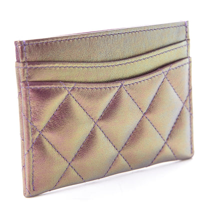 Chanel Iridescent Lambskin Quilted Card Holder Purple 3 of 8