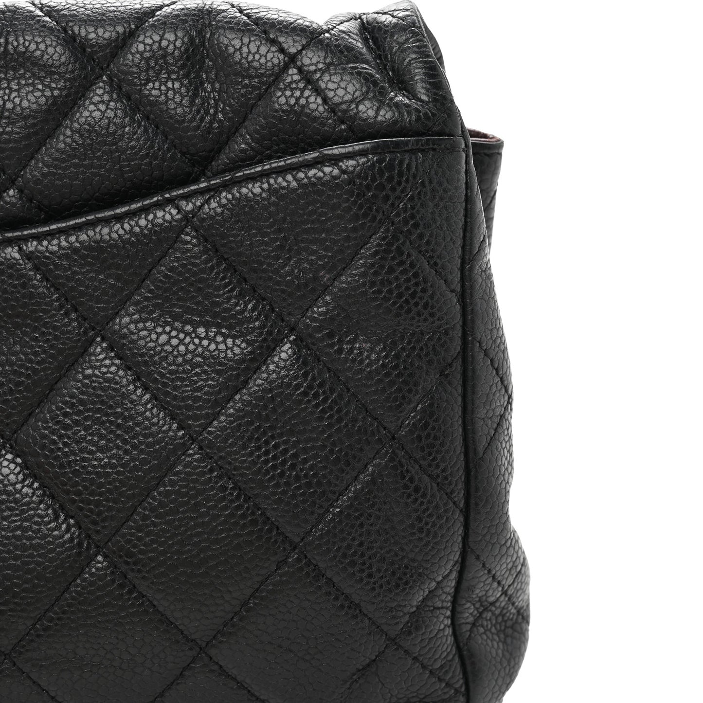 Caviar Quilted Clutch With Chain Flap Black