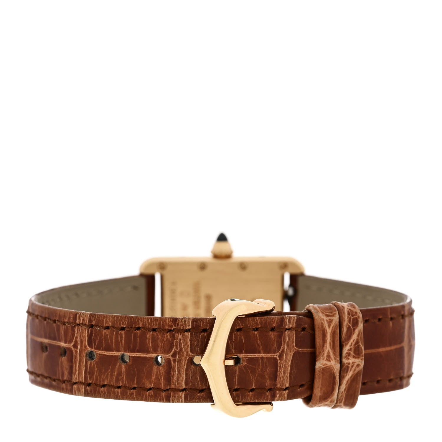 Cartier 18K Yellow Gold Alligator 22mm Tank Louis Quartz Watch Brown 3 of 5
