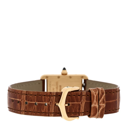 Cartier 18K Yellow Gold Alligator 22mm Tank Louis Quartz Watch Brown 3 of 5