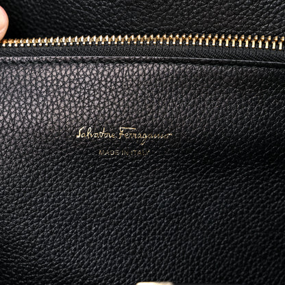 Salvatore Ferragamo Hammered Calfskin Medium Studio Bag Black 8 of 16